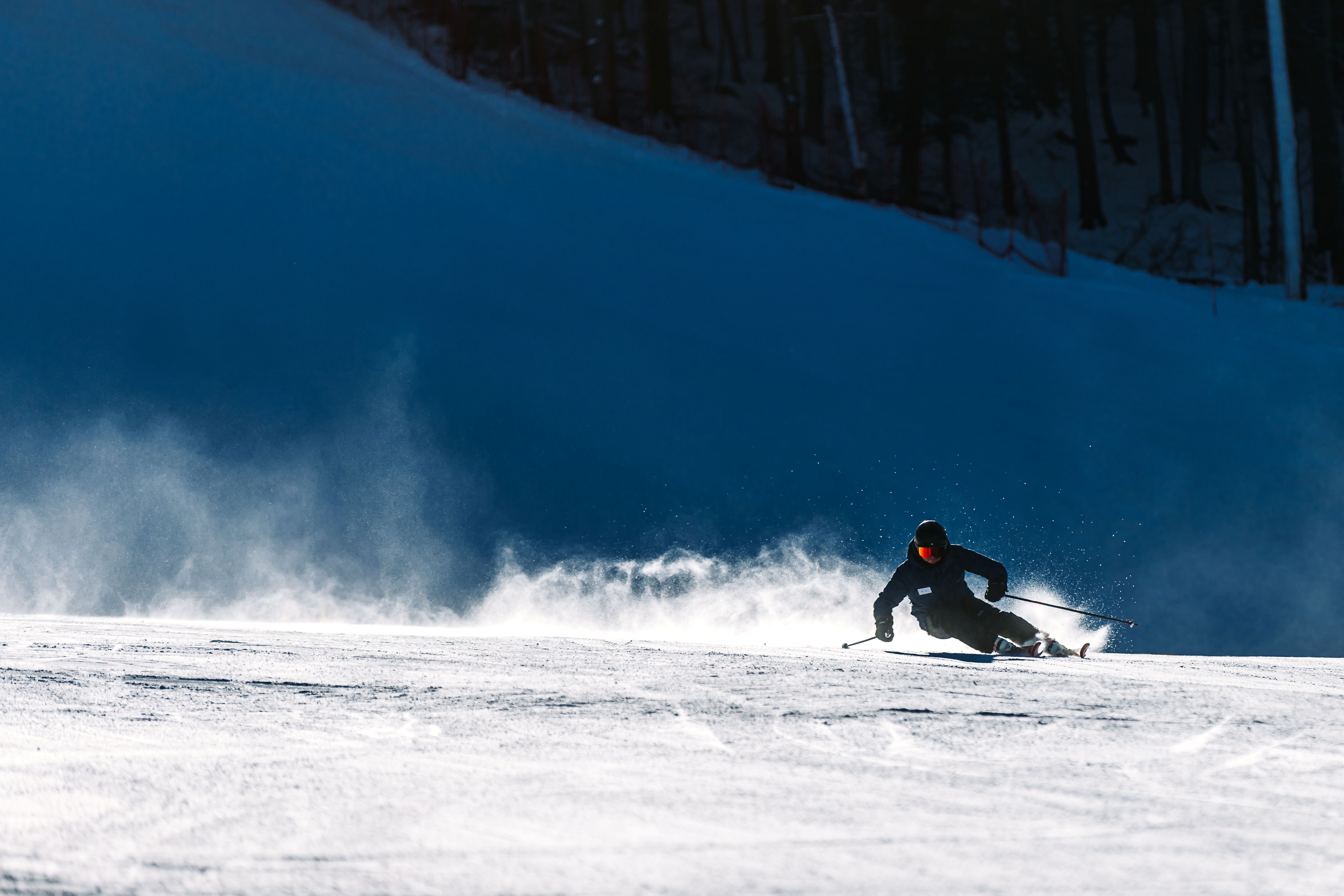 Ski Instructor Carving on Lower Competition Ski Instructor Carving