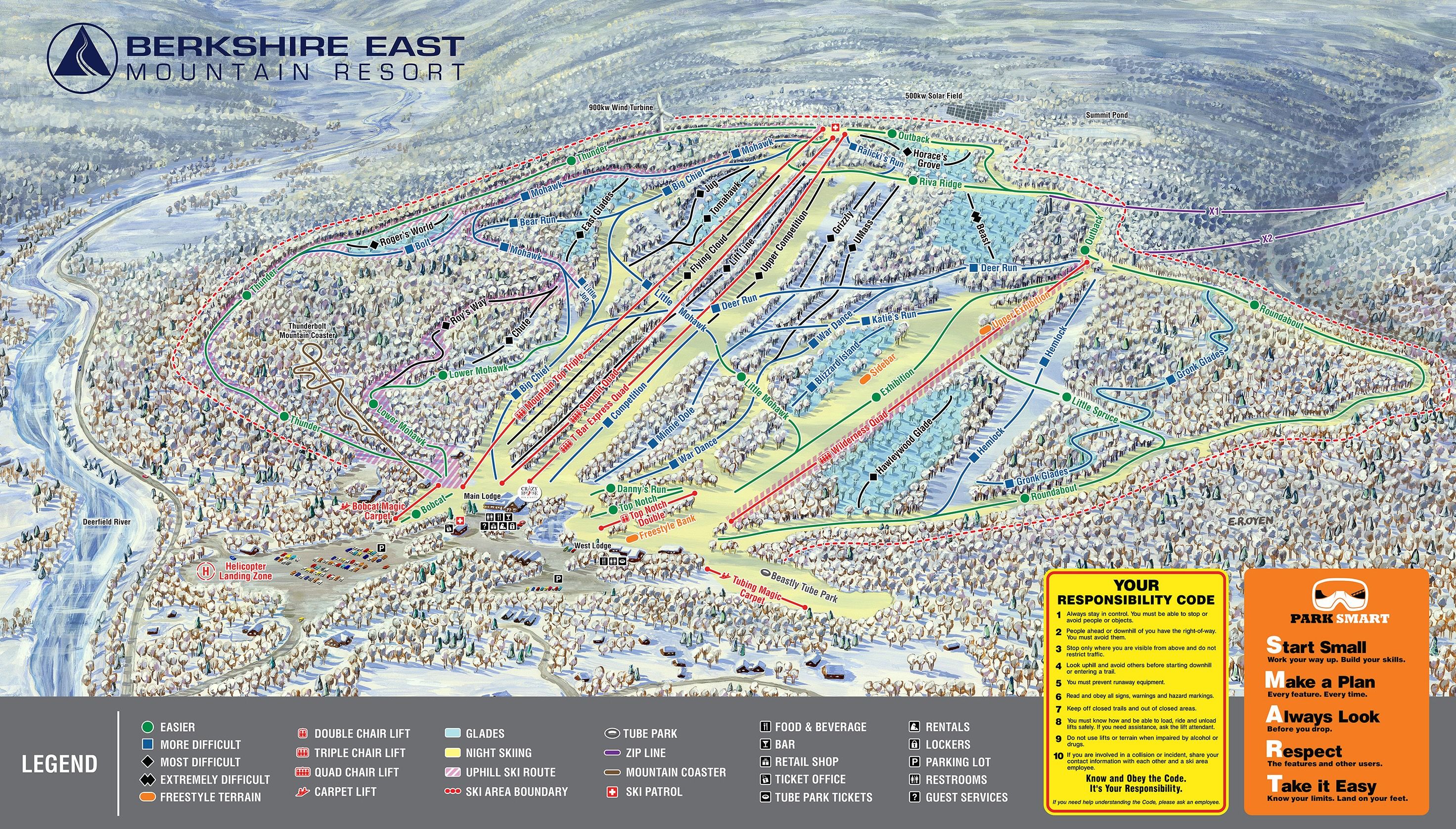 Berkshire East Mountain Resort Winter Trail Map 23/24