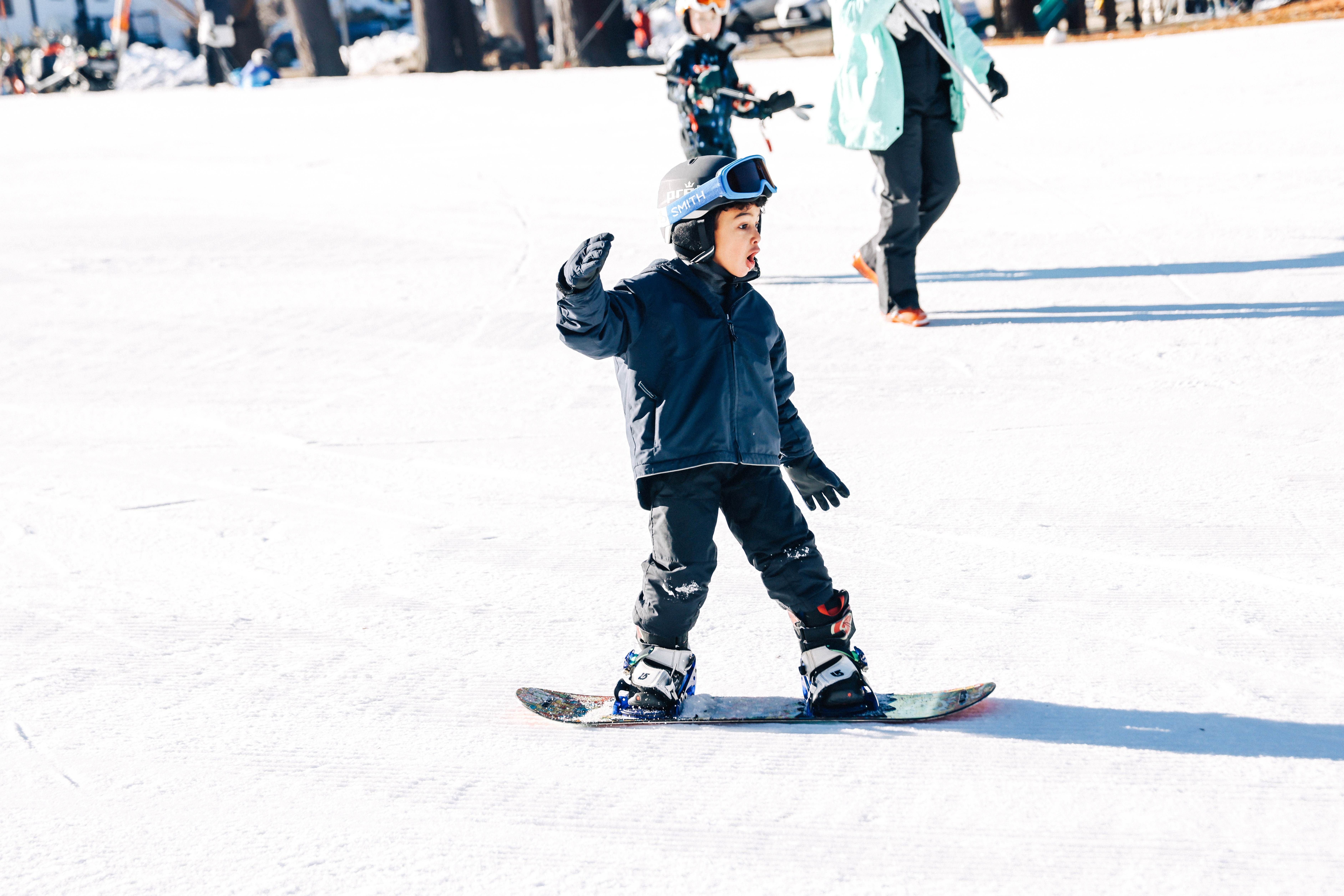 Snowboarder in the Junior Explorers Program at Berkshire East
