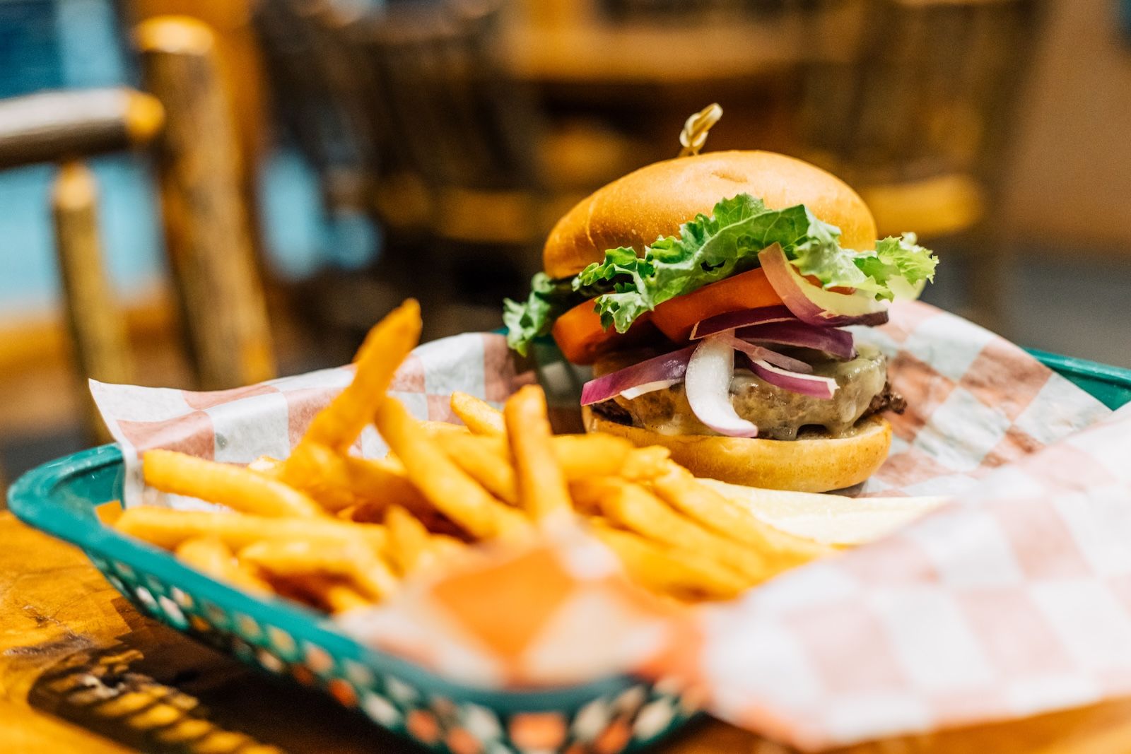 Crazy Horse Cheeseburger and Fries